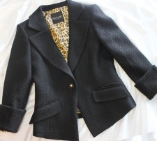 スクエアシングルジャケット レオパード柄の裏地がおしゃれ<br />Single jacket with leopard lining