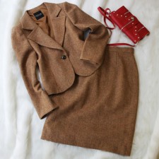 ツイードスカートスーツ 卒業式・入学式に<br />Copper brown skirt suit