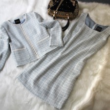 ワンピーススーツ セレブリティーツイード<br />Light gray tweed dress suit