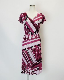 カシュクールワンピース ピンクプッチ柄<br />Pink crossover dress made of Parolari Emilio Pucci fabric