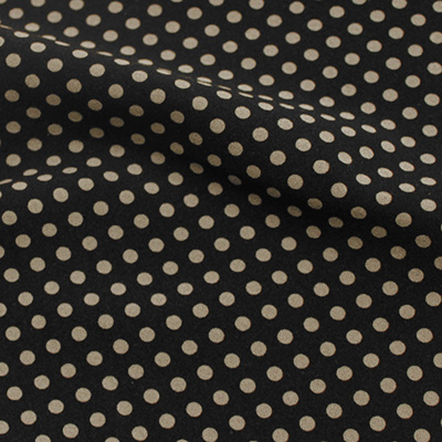 ハイテンションストレッチ ブラック×ベージュ水玉模様(KKPF5200-2-K) / Black & Beige High Stretch Polyester