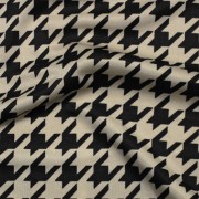 千鳥格子柄プリント ベージュ×ブラック(KKP7474-6-K) / Stretchy Beige Black Houndstooth Print