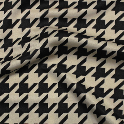 千鳥格子柄プリント ベージュ×ブラック(KKP7474-6-K) / Stretchy Beige Black Houndstooth Print