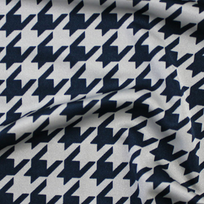 千鳥格子柄プリント ブルー(KKP7474-6-N) / Stretchy Blue Houndstooth Print