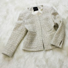 ジャケット ノーカラーツイードジャケット<br />Smoke white tweed jacket