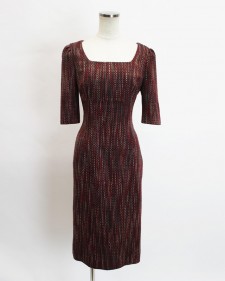 ワンピース ツイードレッド<br />Rosewood red tweed dress