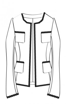 ブレード付ノーカラージャケット(RJ-12B) / Collarless Jacket with Optional Braided Tape