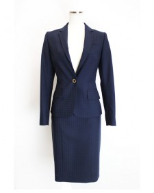 スカートスーツ ネイビーチェック<br />Navy cheked skirt suit