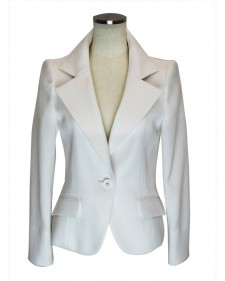 ラウンドシングルジャケット ホワイト<br />Pure white single breasted jacket