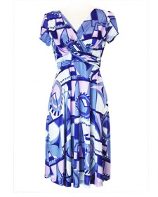 ドールワンピース PAROLARI EMILIO PUCCI生地<br />Blue Crossover dress made of  PAROLARI EMILIO PUCCI fabric