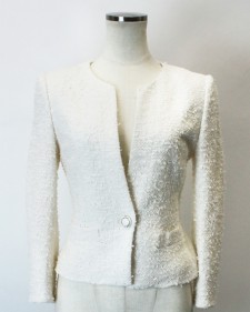 ノーカラージャケット ホワイト<br />Pure white jacket