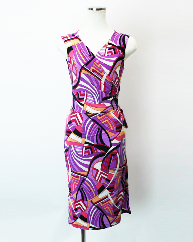 カシュクールタイト袖なし PAROLARI EMILIO PUCCI生地<br />Tight crossover dress made of PAROLARI EMILIO PUCCI fabric