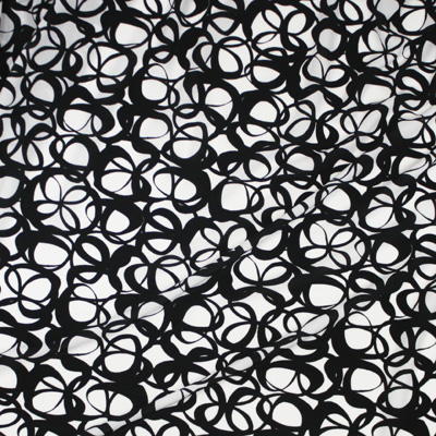ホワイト×ブラック ジオメトリー柄 / White Stretch Polyester Geometric(KKP2100-47-B)
