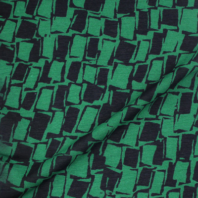 グリーン×ブラック ジオメトリー柄 / Green & Black Polyester Jersey(KKP8035-78-N)