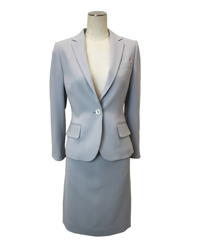 スカートスーツ ライトグレー<br />Light Gray Polyester Jacket & Skirt