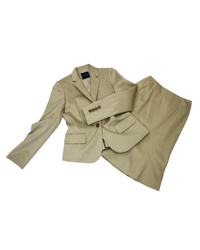 スカートスーツ ベージュ ストライプ<br />Beige Stripe Jacket & Skirt