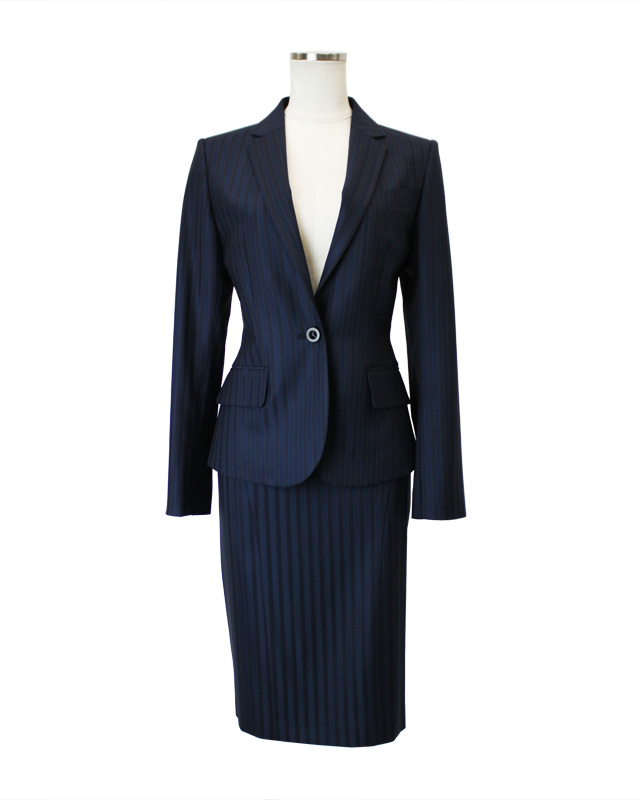 スカートスーツ ネイビー ストライプ<br />Navy Stripe Jacket & Skirt