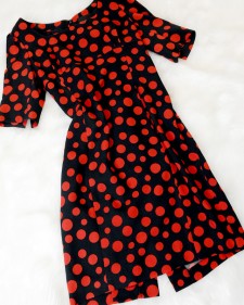 ドット模様プリント7分袖ワンピース<br />Polka dott dress with quarter sleeve