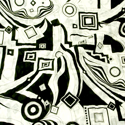 PAROLARI EMILIO PUCCIエミリオプッチ薄手サッカー生地幾何学模様ホワイト×ブラック/Cotton 100% Seersucker, Geometric Print, White×Black PAROLARI EMILIO PUCCIエミリオプッチ薄手サッカー生地幾何学模様ホワイト×ブラック/Cotton 100% Seersucker, Geometric Print, White×Black