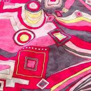 PAROLARI EMILIO PUCCIエミリオプッチ薄手サッカー生地幾何学模様ピンク×グレー/100% Cotton Seersucker, Geometric Print, Pink×Gray
