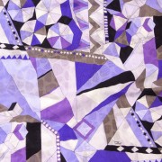 エミリオプッチ薄手サッカー生地幾何学模様ブルー×パープル×ブラック/PAROLARI EMILIO PUCCI　100% Cotton Fabric in Geometric Print, Blue×Purple×black