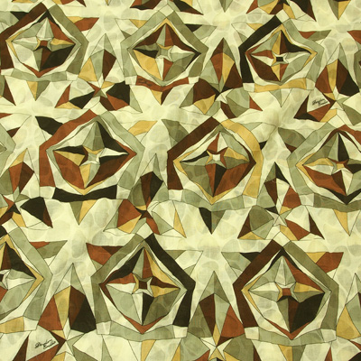 PAROLARI EMILIO PUCCIエミリオプッチ薄手サッカー生地幾何学模様ブラウン×ベージュ/Cotton 100% Parolari Emilio Pucci Fabric in Geometric Print Brown×Beige