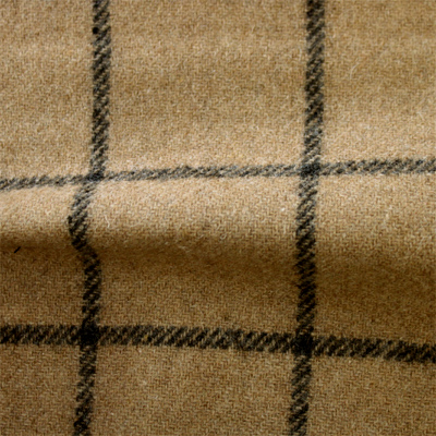 先染フラノ　チェック  キャメル（76253-1）Camel, Yarn Dyed Twill Fabric, Windowpane Check