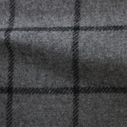 先染フラノ　チェック  グレー（76253-2）Gray Yarn Dyed Twill Fabric, Windowpane Check