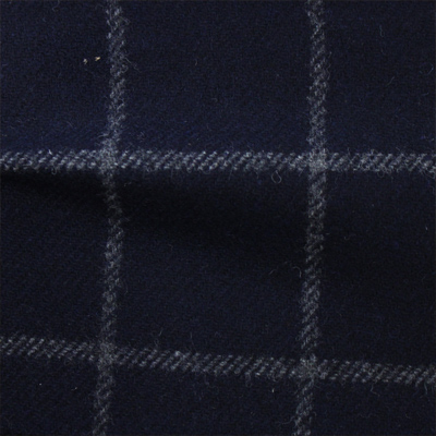 先染フラノ　チェック  ネイビー（76253-3）Navy Yarn Dyed Twill Fabric、Windowpane Check