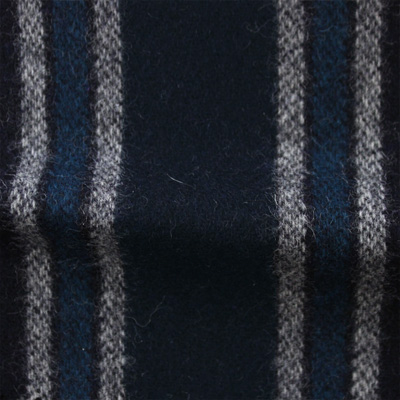 先染フラノ　ドビー・ストライプ  ネイビー/グレー・ブルー（76269-2）Navy/Gray-Blue Stripe, Yarn Dyed Twill Fabric