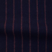 ウールストライプストレッチ　ブラック・レッドストライプ（76278-2）Wool Stretch Twill, Navy with Red Stripes
