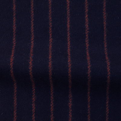 ウールストライプストレッチ　ブラック・レッドストライプ（76278-2）Wool Stretch Twill, Navy with Red Stripes