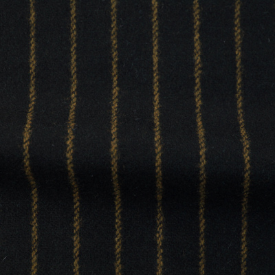 ウールストライプストレッチ　ブラック・ブラウンストライプ（76278-3）Wool Stretch Twill, Black with Brown Stripes