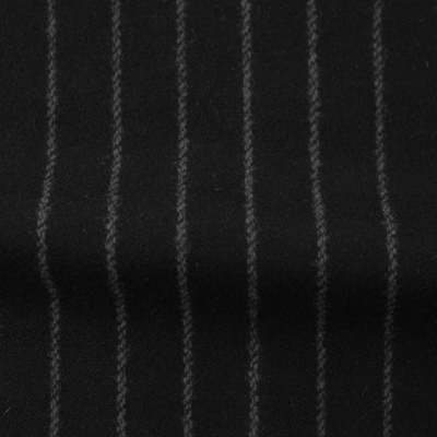 ウールストライプストレッチ　ブラック・グレーストライプ（76278-6）Wool Stretch Twill, Black with Gray Stripes