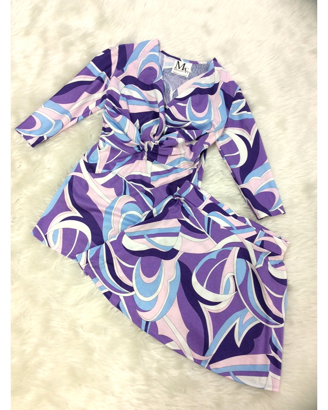 心躍るプッチ柄♪パープルストレッチコットンカットソーとスカート<br />Parolari Emilio Pucci Purple Stretch Cotton Top & Skirt