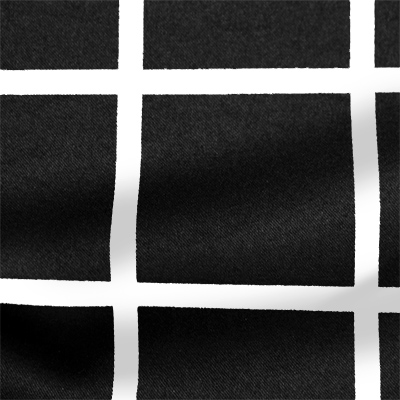 ストレッチサテンビンテージ　ブラック・ホワイト　ウインドウーペン（KKP1908SY-D#SB-57C）Black＆White Stretch Satin, Window Pane Print