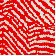 ストレッチ生地　レッド・ホワイト抽象柄 プリント（KKP2480-81-OR）Red＆White Abstract Print, Stretch Fabric