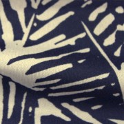 スムースストレッチニット　ベージュ・ネイビーの抽象柄 （KKP3398-YS-28-C）Beige＆Navy Abstract Print, Smooth Stretch Knit