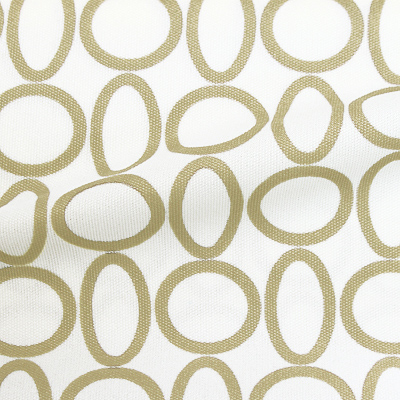 スムースストレッチニット　ホワイト・ベージュリング（KKP3399-D#39A）White＆Beige Smooth Stretch Knit, Geometric Print