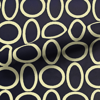 スムースストレッチニット　ネイビー・ベージュリング（KKP3399-D#39C）Navy＆Beige Smooth Stretch Knit, Geometric Print