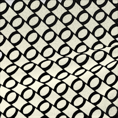 スムースストレッチニット　ホワイト・ブラックリング（KKP3399-D#40A）White＆Black Smooth Stretch Knit,　Geometric Print