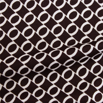 スムースストレッチニット　ブラウン・ベージュリング（KKP3399-D#40C）Brown＆Beige Smooth Stretch Knit, Geometric Print