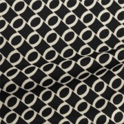 スムースストレッチニット　ブラック・ベージュリング（KKP3399-D#40D）Black＆Beige Smooth Stretch Knit, Geometric Print