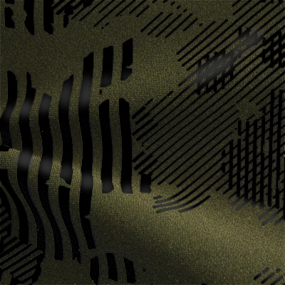 ハイテンションストレッチニット　オリーブ・ブラック幾何柄(KKF5200-28-KA) High Tension Stretch Knit, Olive and Black Geometric Print