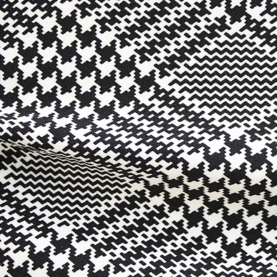 ハイテンションストレッチニット　ブラック・ホワイト千鳥格子柄(KKF5200-3-B) High Tension Stretch Knit, Black and White Houndstooth Pattern