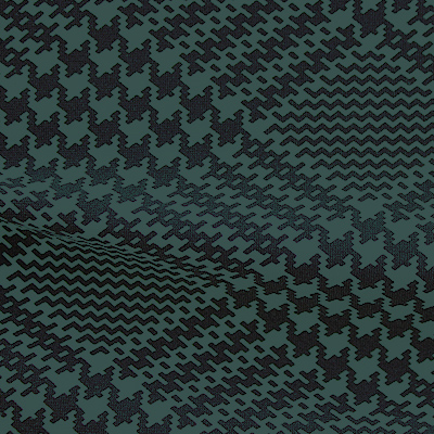 ハイテンションストレッチニット　ブラック・ブルーグレー千鳥格子柄(KKF5200-3-N) High Tension Stretch Knit, Black and Blue-Gray Houndstooth Pattern