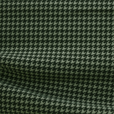 ハイテンションストレッチニット　ブラック・グリーン千鳥格子柄(KKF5200-95-GY) High Tension Stretch Knit, Black and Green Houndstooth