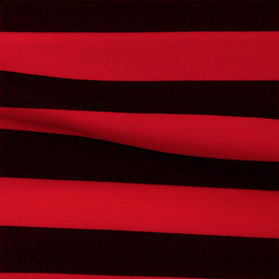 スムースストレッチニット　ブラック・レッドストライプ（KKP3399-70-16）Black＆Red Smooth Stretch Knit, Stripes