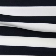 スムースストレッチニット　ブラック・ホワイトストライプ（KKP3399-70-B）Black＆White Smooth Stretch Knit, Stripes