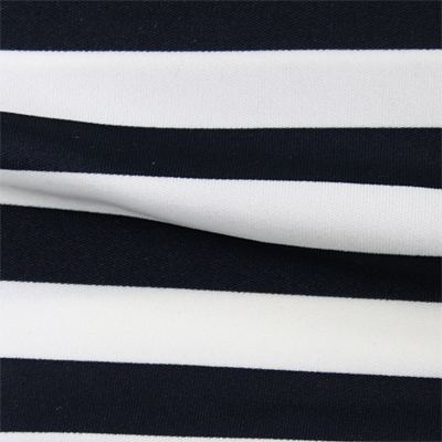 スムースストレッチニット　ブラック・ホワイトストライプ（KKP3399-70-B）Black＆White Smooth Stretch Knit, Stripes